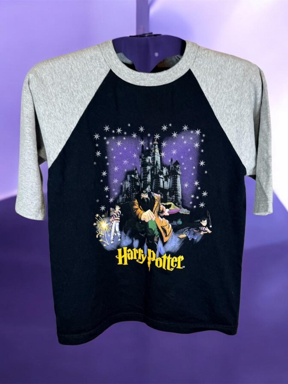 Vintage Harry Potter Graphic Raglan T Shirt Y2K Wizard Movie Tee